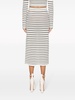 pointelle-knit striped midi skirt