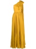 one-shoulder silk gown