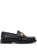 logo-plaque leather loafers