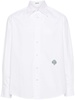 White Logo Embroidered Poplin Shirt