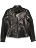 leather zipped biker jacket