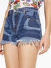 wave-print denim shorts