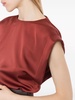 cap-sleeve satin blouse