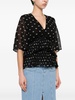 graphic-print V-neck pleated blouse