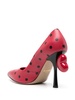 heart-appliqué polka dot pumps