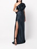 silk asymmetrical gathered gown