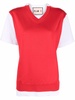 contrast-panel V-neck T-shirt