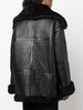 panelled zip-up leather jacket