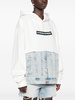 logo-patch layered-denim hoodie