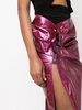 patent-finish draped skirt