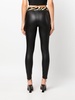 logo-waistband faux-leather leggings