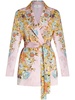 floral-jacquard belted silk jacket