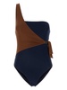 one-shoulder two-tone swimsuit