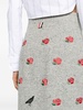 rose-embroidered wool pencil skirt