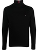 logo-embroidered roll-neck top