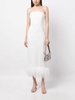 white Minelli feather trim midi dress