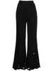 embroidered cut-out flared trousers