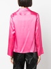 satin long-sleeve polo top