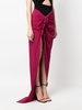 ruffle-trim draped maxi skirt