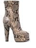 snakeskin-effect platform ankle boots