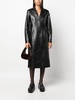 faux-leather midi coat