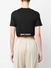 Logo tape stretch cotton cropped t-shirt