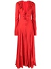 ruffled V-neck gown