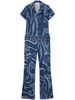 blue Marmo-print denim jumpsuit