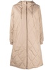 diamond-quilted hooded coat