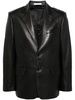 single-breasted leather blazer