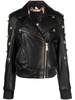 studded leather bomber jacket