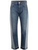 Blue Panelled Straight-Leg Jeans