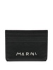 logo-embroidered leather card holder