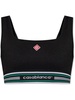 logo-embroidered crop top