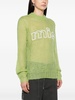 Lime Green Logo Print Semi-Sheer Jumper