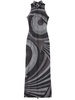 Onde-print semi-sheer dress