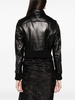 embossed-logo leather jacket