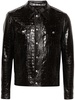 Black Crocodile-Effect Leather Jacket