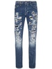 distressed-effect mid-rise slim-cut jeans