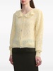 heart-perforated ruffled-neck cardigan