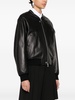 Black Zip-Up Leather Bomber Jacket 