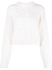 cable-knit cropped wool jumper