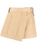 Neutral Belted Asymmetric Miniskirt