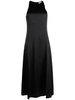 satin-finish sleeveless midi dress