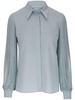 straight-collar silk blouse