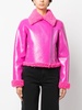 faux shearling-trim biker jacket