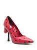 heart-appliqué polka dot pumps