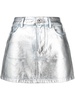 metallic denim miniskirt