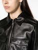 embossed-logo leather jacket