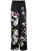 Floral wide-leg silk pants